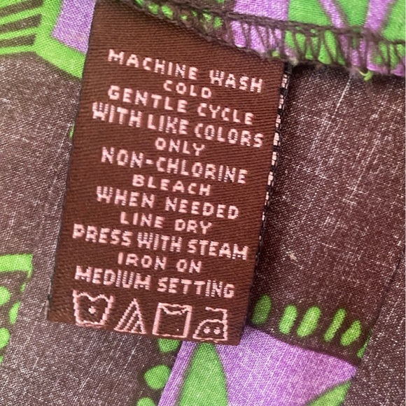 100% Cotton Bandolino A-line Skirt with Pleats Brown and Purple Green Size 12 - Picture 12 of 14